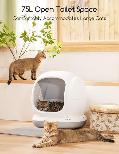Meowant Self-Cleaning Cat Litter Box, 75L Extra Large Open - Image 2