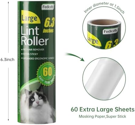 Fedicelly Large Lint Rollers Pet Hair Extra Sticky Furniture, Cat Dog Hair - Image 3