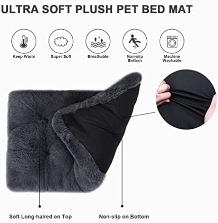 Large Dog Bed Crate Pad 36", Washable Plush Pet Mat Sleeping Dark Grey - Image 5