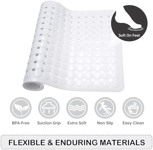 Non-Slip Bathtub and Shower Mats, Power Grip Bath Mat 35 x 16.3 Inch - Image 5