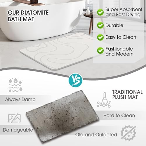 Stone Bath Mat for Bathroom, Diatomaceous Earth Shower Mat Quick Dry - Image 5