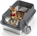 XL Open Top Stainless Steel Litter Box Large by Tevila