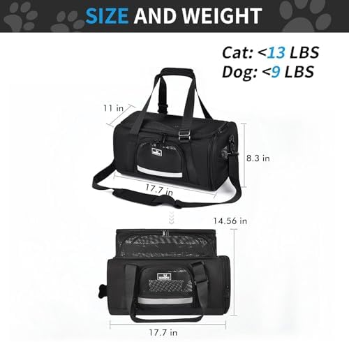 Wakytu Airline Approved Pet Carrier, Collapsible Cat Carrier, Expandable Dog - Image 2