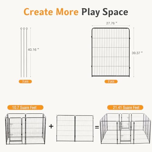 NEWBULIG Dog Playpen Indoor 40 Inch 2 Panels, Metal Outdoor Dog Fence Pen - Image 6
