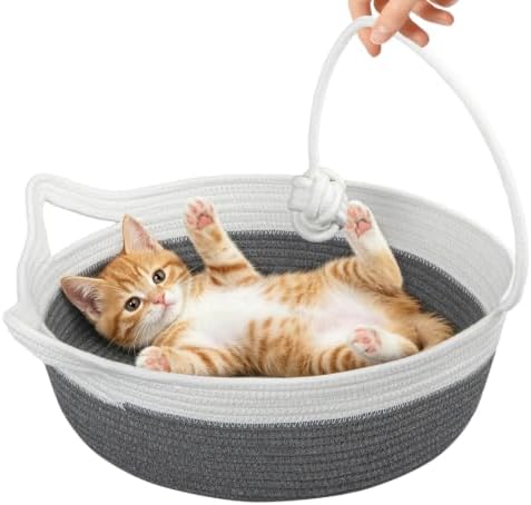 Cotton Rope Woven Cat Bed Basket, Cat Beds by WEAVELYRICS