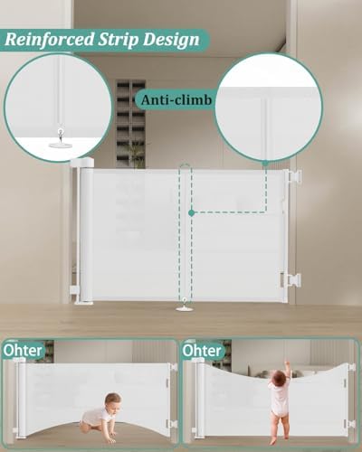 Miumoon 59 inch Reinforced Retractable Baby Gates 34 inch Tall - Image 2