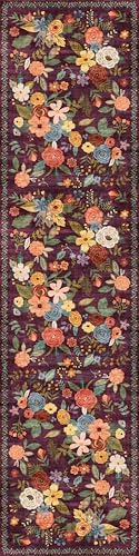 Purple Floral Hallway Runner Rug 2'6"x14' by WelcometoBabovid