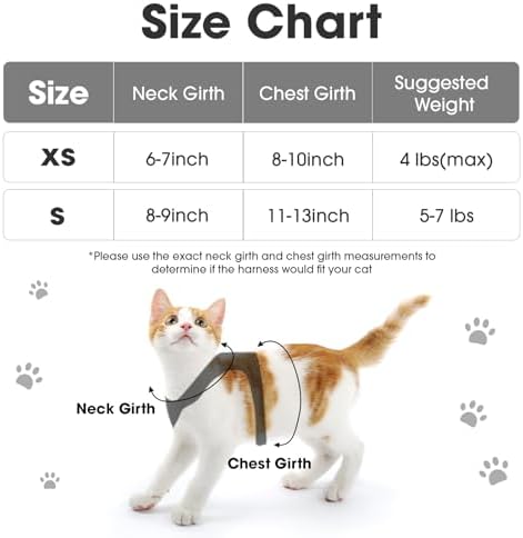 Cat Vest Harness and Leash Set, Escape Proof Kitten Harness Grey S - Image 2