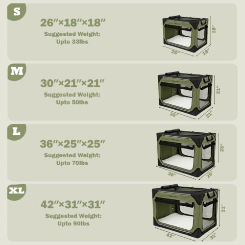 Collapsible Soft Dog Crate 26 Inch, Portable Travel Pet Crate - Image 2