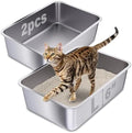 Stainless Steel Litter Box 2 Pack, Large Metal Litter Box by Holintan