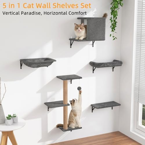 Cat Wall Shelves 5-Piece Set, Cat Walls Furniture - Image 2
