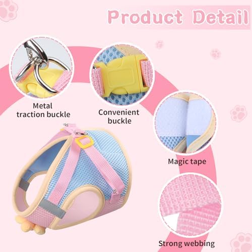 Cat Harness and Leash Set, Escape Proof Soft Vest Walk Pink M - Image 5