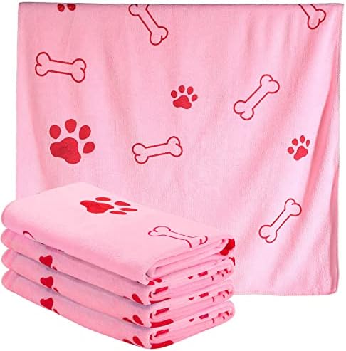 Chumia 4 Pcs Dog Towels for Drying Dog Puppy Bulk Microfiber Absorbent Paw by Chumia