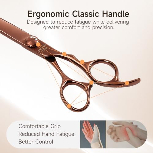 7'' Straight Dog Grooming Scissors 440C Stainless Steel - Image 6