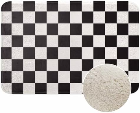 Checkered Bath Mats for Bathroom Black and White Buffalo Check Plaid Floor Bath by Unknown