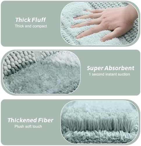 Kmson Ombre Chenille Bathroom Rugs, Ultra Soft Washable Shaggy Bath Rugs - Image 4