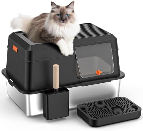 Removable Stainless Steel Cat Litter Box by PEDIBAT