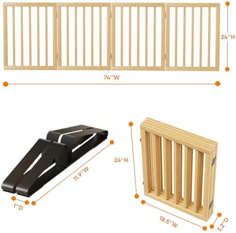 Natural 37-74" Wide Dog Gate for Stair, Bamboo Dog Gates for the House Doorways - Image 6