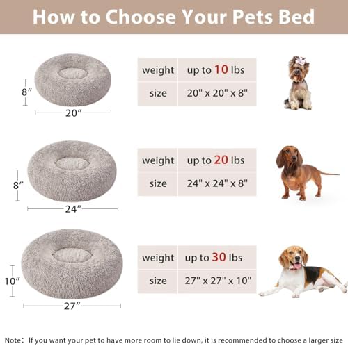 WNPETHOME Calming Dog Bed & Cat Bed, Anti-Anxiety Donut Small Dog Bed, Fluffy - Image 4