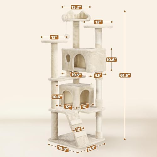 Yaheetech 62in Cat Tree Tower, Double Condo, Scratch Posts - Image 3