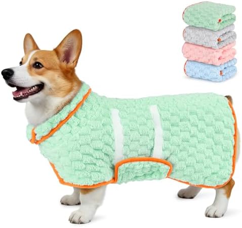 Glittme Dog Bathrobe, Super Absorbent Fleece Drying Robe by Glittme