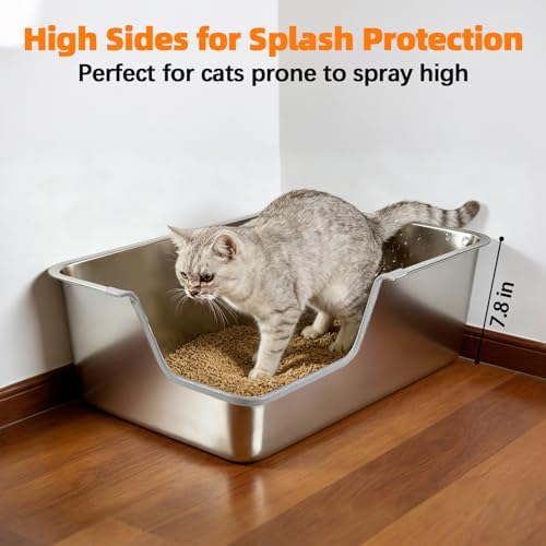 Stainless Steel Litter Box, Extra Large High Sided Litter Box - Image 5