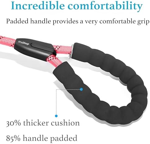 iYoShop Double Dog Leash, 360° Swivel, No Tangle, Baby Pink - Image 4