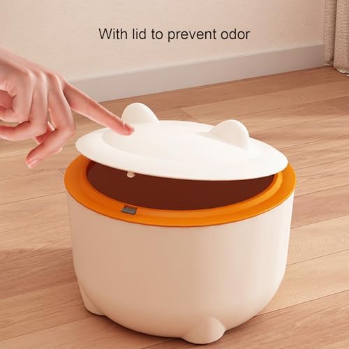 Cat Litter Trash Can White Compact Fully Enclosed Waste Container - Image 6