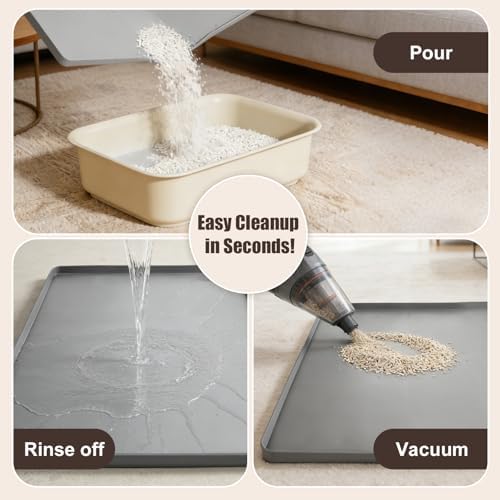 Silicone Cat Litter Mat 24x20 in Waterproof Litter Box Mat Leak-Proof Thick - Image 4