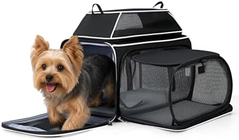 Lekereise Top and Side Expandable Pet Carrier 18x11x11Inch Delta American by Lekereise