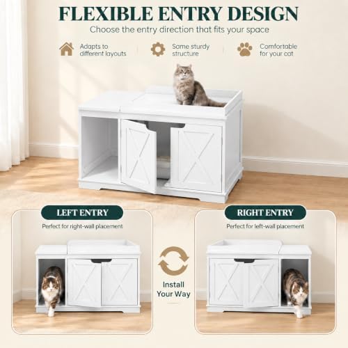 PUPETPO Cat Litter Box Furniture, Hidden Litter Box - Image 4