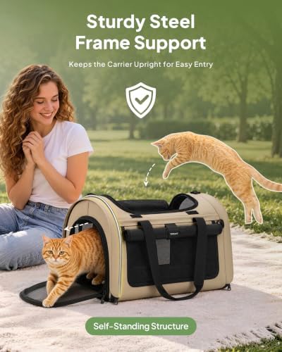 Backpackable Cat Carrier 17"x11"x11", Soft-Sided Collapsible Pet Carrier - Image 4