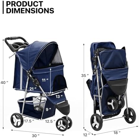MoNiBloom Pet Stroller for Small/Medium Dogs and Cats up to 33 lbs - Image 2