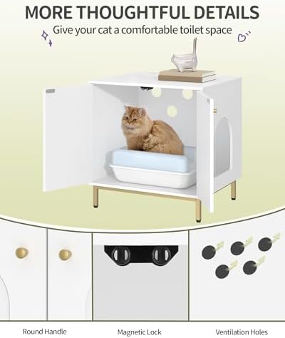 Hzuaneri Cat Litter Box Enclosure, Hidden Litter Box Furniture, Sisal Mat - Image 5