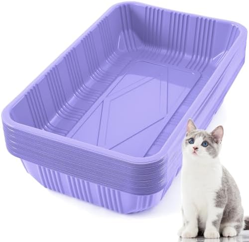 Tessco for you 30 Pack Disposable Litter Boxes for Cats, Light Purple by Tessco