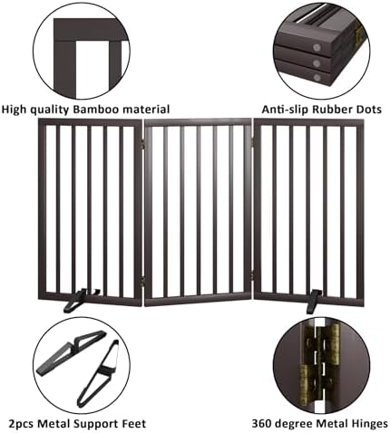 Dog Gate for Doorways 32" Tall Freestanding Dog Gate for Stair Foldable Pet - Image 5