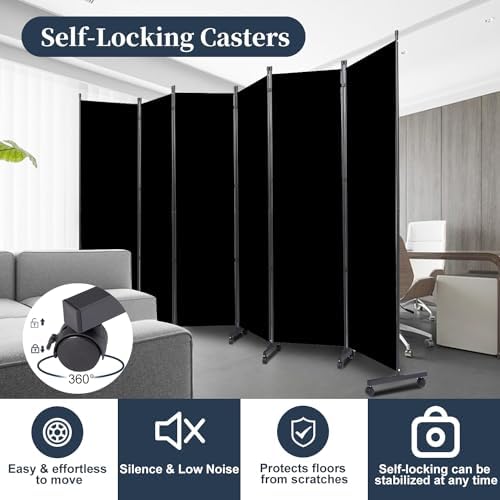 Room Divider 6 Panel-132''Wide Folding Privacy Screen, Large Partition Wall - Image 3