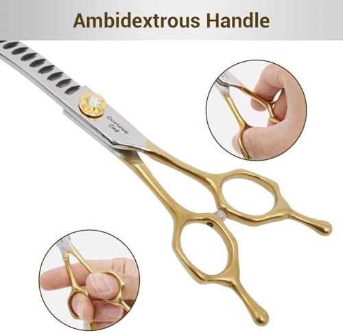 Dog Grooming Scissors, 7.0'' Pet Curved Chunkers Shears - Image 6