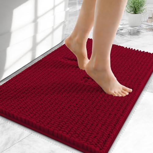 OLANLY Thick Chenille Small Bathroom Rugs 24x16, Absorbent Bath Mat by OLANLY