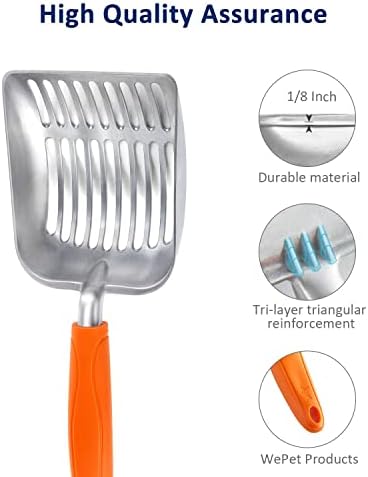 WePet Cat Litter Scoop, Aluminum Alloy Sifter, Kitty Metal Scooper, Deep Shovel - Image 4