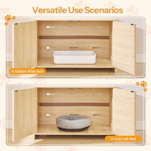 HOOBRO Farmhouse Cat Litter Box Enclosure, Hidden Litter Box Furniture - Image 6