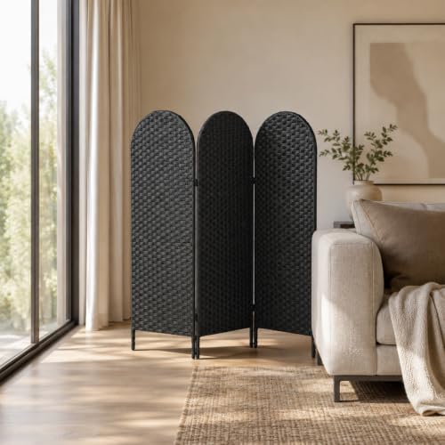 3 Panel PE Rattan Room Divider, Privacy Screen by Aletheiawu