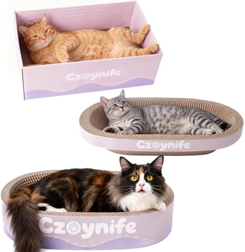 3PCS Cat Scratcher Cardboard, Oval Cat Scratch Pad Bowl Nest - Image 6