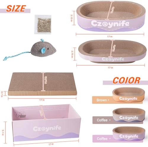 3PCS Cat Scratcher Cardboard, Oval Cat Scratch Pad Bowl Nest - Image 2