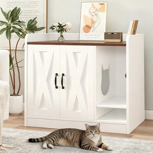 Cat Litter Box Enclosure, Hidden Litter Box Furniture by Garvee