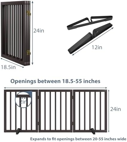 Dog Gates for Doorways Stair House Freestanding Pet Gates for Dogs Wooden Dog - Image 6