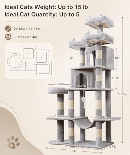 Cat Tower, 71 Inch Heavy Duty Cat Tree - Image 4