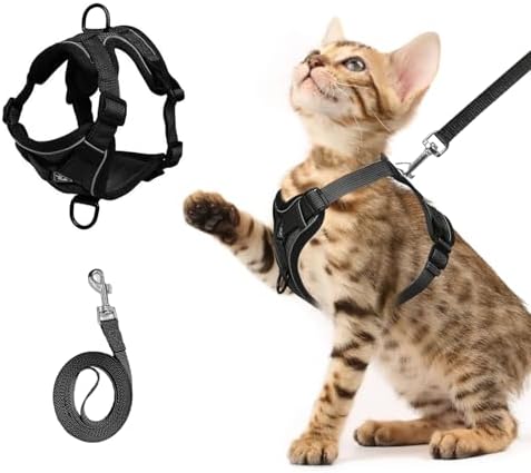shudyear Cat Chest Harness and Leash Set Adjustable Anti-Escape Soft Mesh Cat by Shudyear