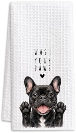 Black Frenchie Kitchen Towel, Hand Towel, French Bulldog Gifts by Buildinest