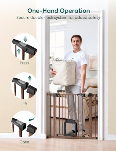 Babelio Dog Gate with Adjustable Cat Door, CatPrivilege III - Image 4